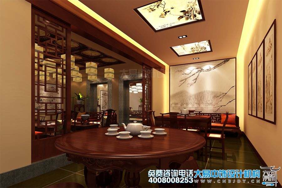北京通州書(shū)畫(huà)會(huì )館設計效果圖及中式裝修效果圖