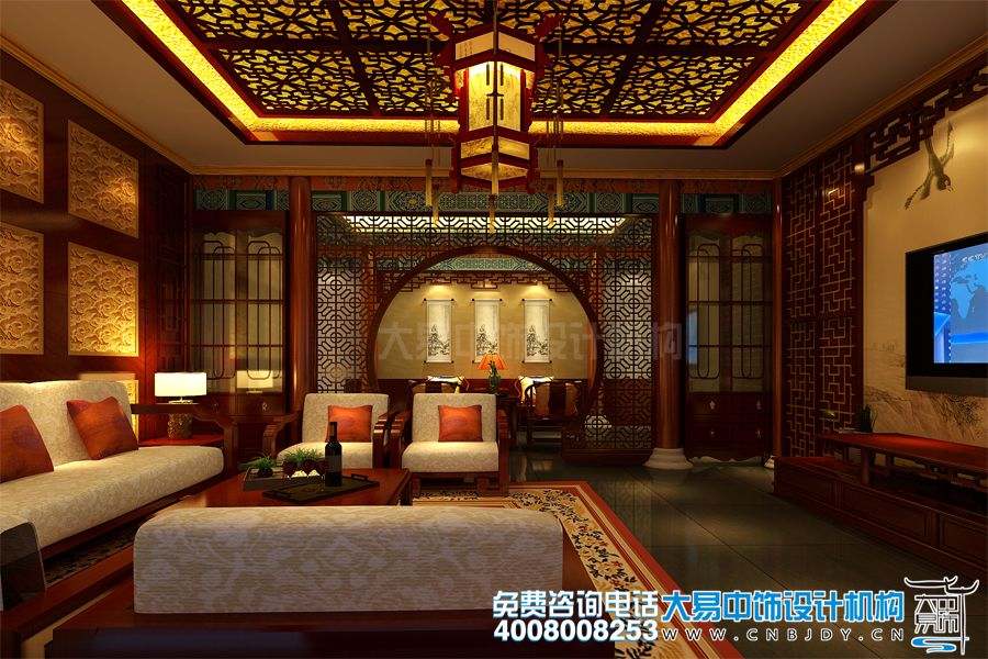 北京通州書(shū)畫(huà)會(huì )館設計效果圖及中式裝修效果圖