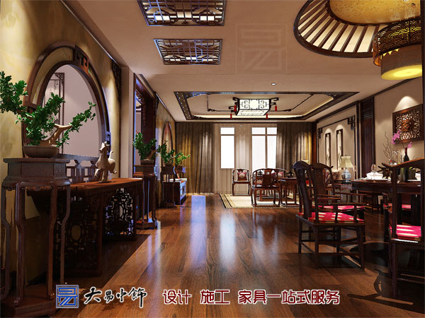 遼寧盤(pán)錦220平米別墅設計，感受中式別墅裝修的氣息
